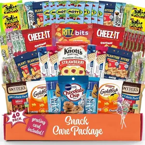 Snack Box Variety Pack with Chips, Cookies & Bars (40 Count) - Snacks Variety Pack for Adults, Kids & Teens - Care Packages for College Students, Office Treats, Travel & Birthdays