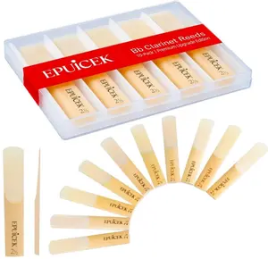 10 Pack Bb Clarinet Reeds 2.5 Strength for Beginner and Player, Thinner Reed Tip & Unfiled Cut for Easy Play, Traditional Bb Clarinet Reeds with Plastic Case