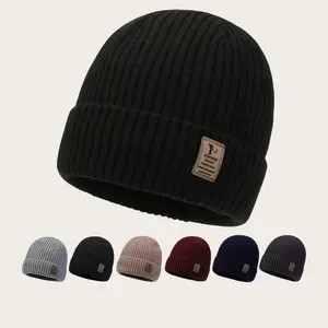 Men's Winter Stylish Warm Ribbed Knit Beanie in Multiple Colors for Cold Weather Comfort