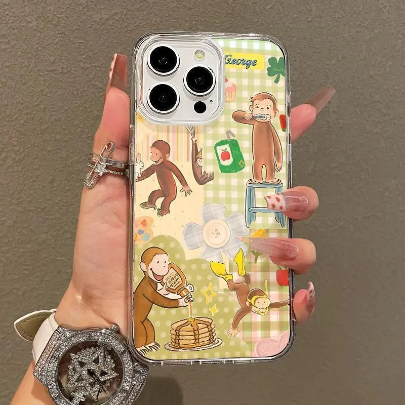 Trendy Magnetic Case for IPhone11/12/13/14/15/16/17 Pro Promax Air Plus, Curious George Collage Lightweight, Drop-Proof,Perfect for Teen Girls, Aesthetic, Accessories