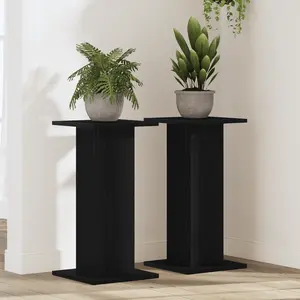 vidaXL Speaker Stands 2 pcs Black Oak 30x30x60 cm Engineered Wood