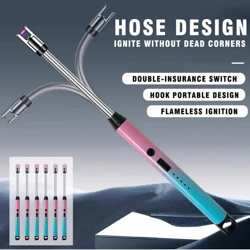 Portable Lightweight ABS Kitchen Utensil Pulse Igniter - Flameless, Smokeless, Oil-Free, Bendable, Outdoor Safe Camping Tool for Cautious Users with Double-Insurance On-Off Switch, Hook-Hose Design, Indoor-Outdoor Use