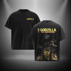 Godzilla 70th Anniversary King of the Monsters Vers Gojira Washed TShirt Hoodie Sweater Monster Vers Toho Vers Menswear Gift for movie fans Top Apparel Classic Oversized Seamless Simple Straight Man Clothes Cotton designer shirts
