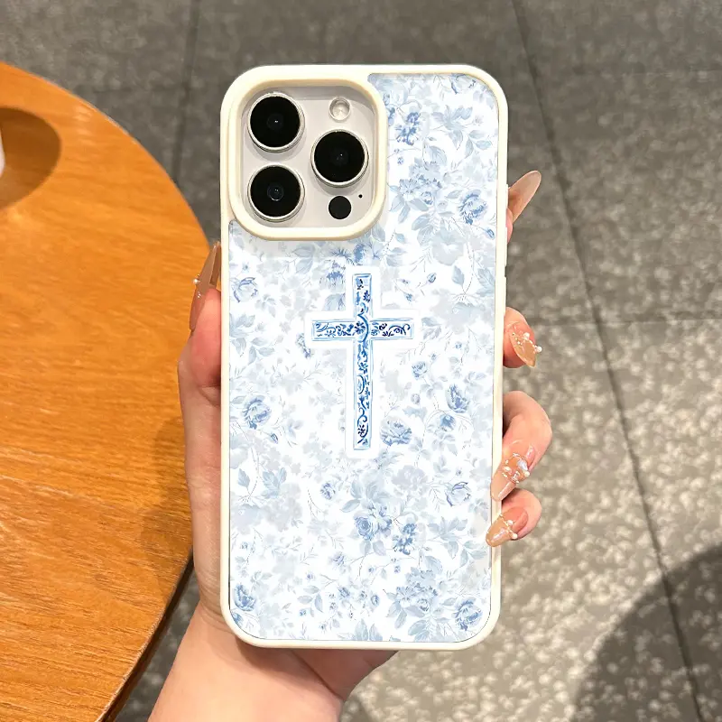 Premium Magnetic Case for iPhone11/12/13/14/15/16/17/promax Floral Cross Design MagSafe Ready,Anti-Fall,Ultra-Thin Design | Perfect for Everyday Use