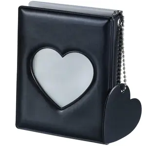 3" Mini Photo Album, Kpop Photocard Holder Book 32 Pockets, Love Heart Hollow Photocard Travel Record Photocard Binder, Gift, Office Accessories Practical High Quality