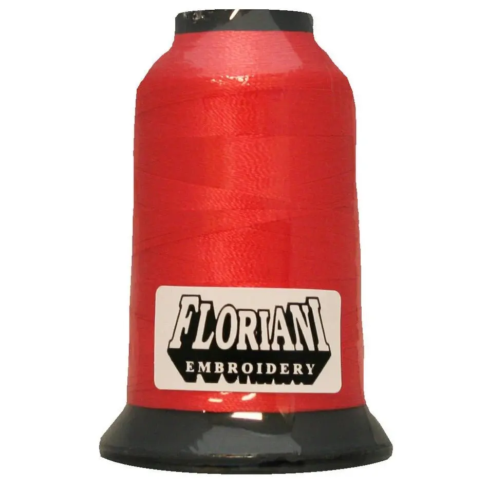 Floriani Bright Polyester Embroidery Thread - 40 Wt, 1000M/1100Yds, Persimmon Color with Refined Finish, Crisp Detail & Reliable Performance for Monograms - PF0156