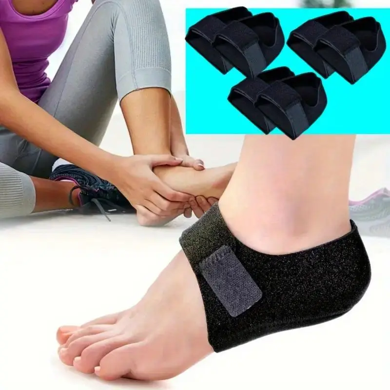 Unisex Adjustable Silicone Heel Shoe Protector Pads (3 Pairs, Black) - Hook Loop, Pain Relief, Heel Support, Reduce Muscle Fatigue by 45%, Reduces Pressure, Daily Work Accessory