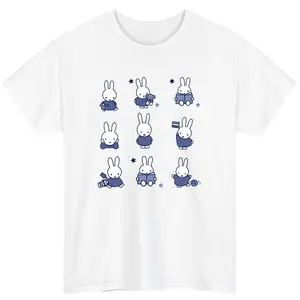 Cute Y2K Miffy Black Cat Bunny T-Shirt – Wave to Earth Graphic Tee, Aesthetic Streetwear Top for Men & Women, Soft Cotton Short Sleeve