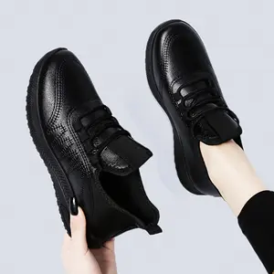 Women'S Black Waterproof Non-Slip Comfortable Work Shoes, July Needle Eye Design, Oil-Resistant Kitchen Work Sneakers, Lightweight Soft Sole Casual Flats for Running and Sports, Work Footwear | Breathable Work Sneakers | Synthetic Cover Sho Girl Rubber