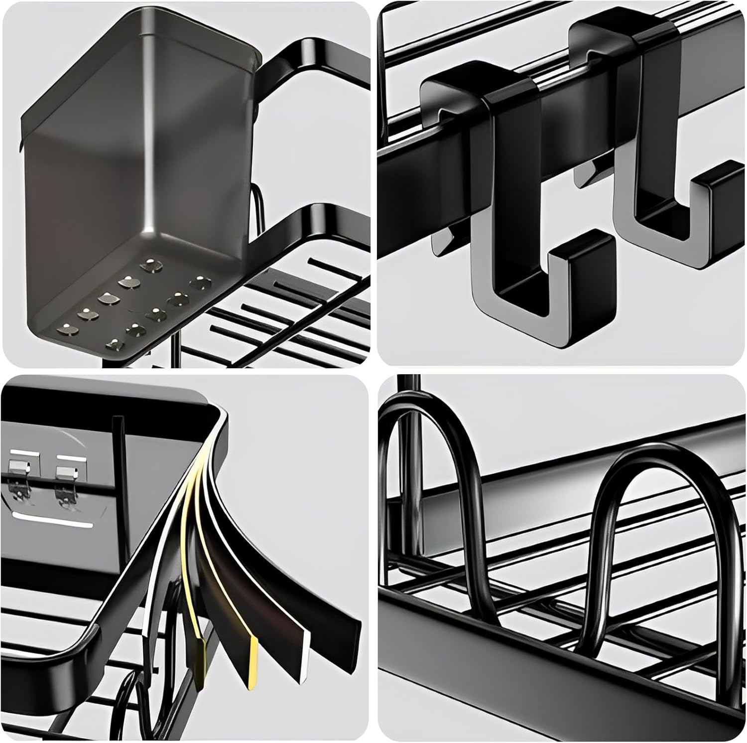 Bathroom & Kitchen 2026 Viral Hit! Bathroom & Kitchen Corner Organizer - 5 Piece Set, Punch-Free Suction Cup Storage Caddy, Space Saver for Shower & Countertop