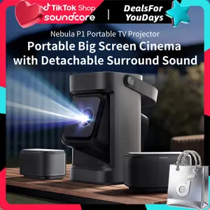 Nebula P1 Portable GTV Projector with Detachable Speakers, 650 ANSI Lumens, 1080P, 20W Truly 2.0 Surround Sound, Dolby Audio, Built-In Gimbal, Auto Adjustment, 180" Big Screen, Carry Handle #DealsForYouDays, #SummerWins