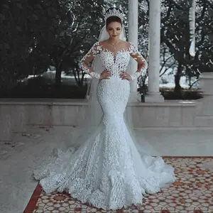 2026 New Style Sexy Deep V-neck Fishtail Lace Wedding Dress