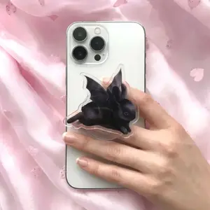 Bat Bunny MagSafe Phone Grip, Creepy Cute Kawaii Weird Whimsy Magnetic Phone Holder, Goth Rabbit Fan Gift , Kindle Accessories sticky Baby mount Library Card Flower-Shaped Multi-Functional Stand Universal Car Double-Sided Octo Adjustable Portable