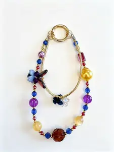 Transparent Colorful Crystal Stone Mobile Phone Chain Keychain Bag Pendant Versatile Niche Special-Shaped Beaded Wrist Pendant Short Accessory for Everyday Use