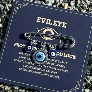 1/4pcs Vintage Turkish Evil Eye Safety Pin Brooch, Unisex Good Luck Amulet, Exquisite Gift for All Seasons, Perfect Holiday Present