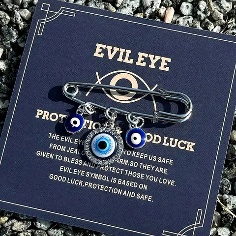 1/4pcs Vintage Turkish Evil Eye Safety Pin Brooch, Alloy Brooch Pin, Unisex Good Luck Amulet, Exquisite Gift for All Seasons, Perfect Holiday Present