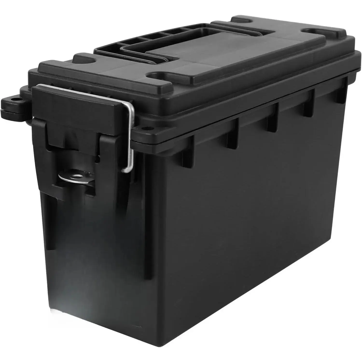 12629 Ammo Storage Box, Stackable .30 Cal Field Boxes, Water and Dust Resistant, Lockable Storage Box with Handle, Secures Hunting Gear, Supplies, and Bullets, Made in USA, Black, 1-Pack