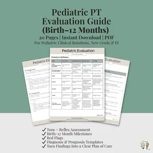 Birth to 12 Months Pediatric Physical Therapy Evaluation Guide | Infant Milestones, Primitive Reflex Chart & Red Flags