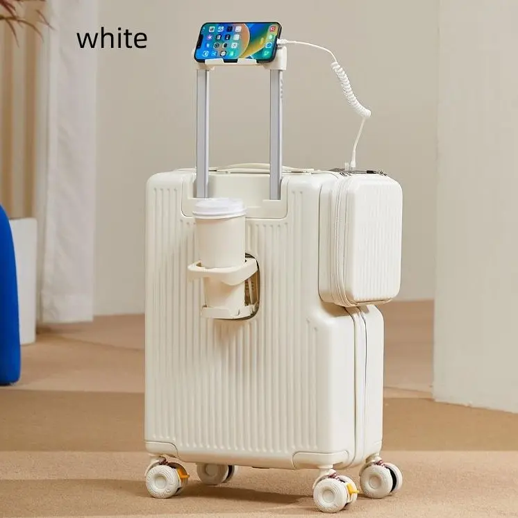Dual Opening 3rd Generation Upgraded Carry On Suitcase 20 Inch Hard Shell Luggage Expandable Travel Bag with Cup Holder Phone Holder Spinner Wheels