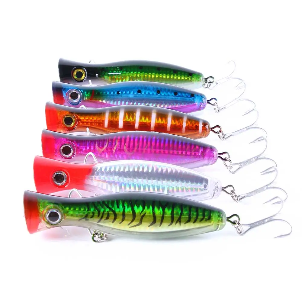 Artificial Fishing Lure, 6 Counts/set Topwater Fishing Lure with Hook, Bass Fishing Lure, Fishing Accessories for Outdoor Fishing, Fishing Tackle, Fishing Supplies, Fishing Equipment