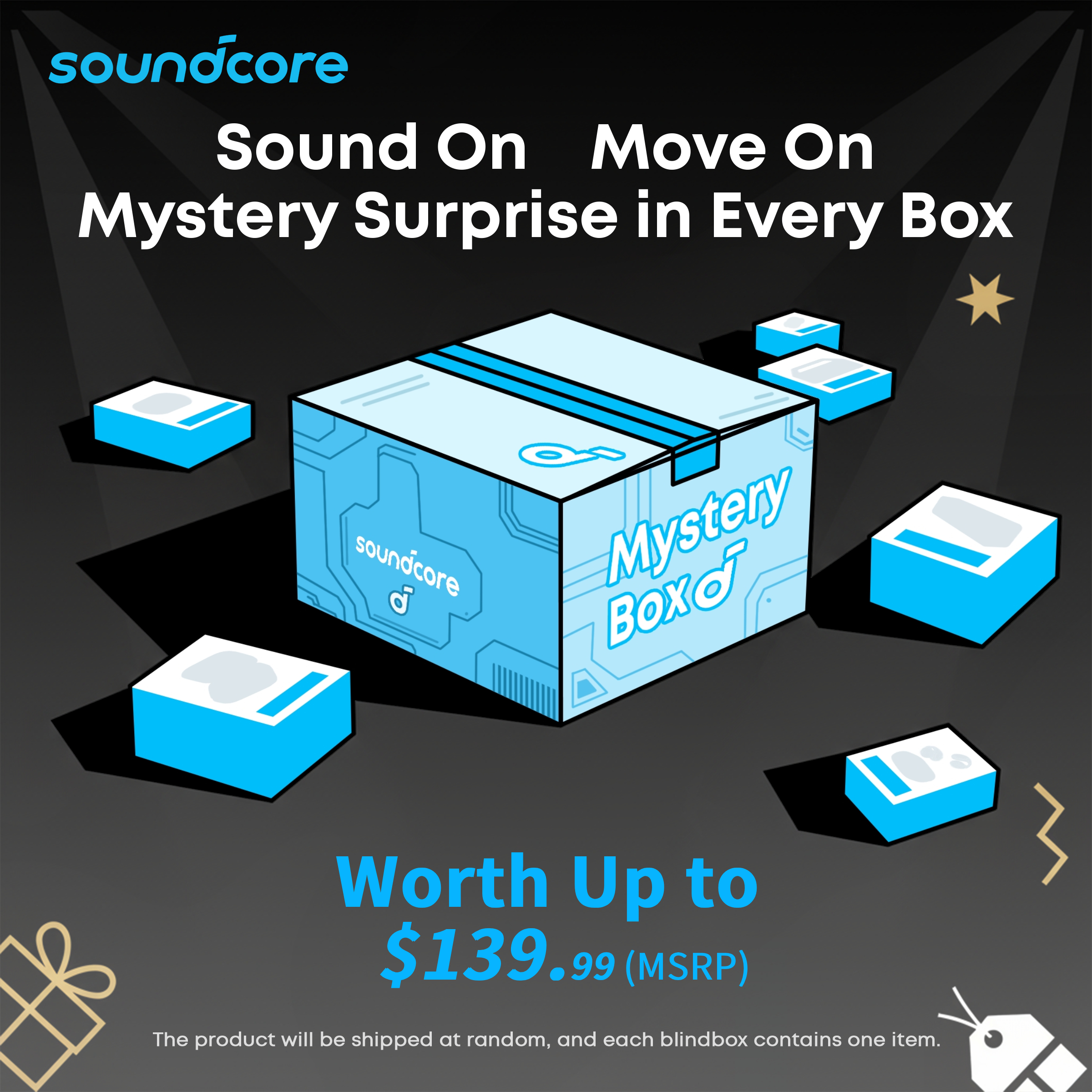 [TikTokShopBlackFriday] soundcore Limited Blind Box: One Surprise Item - Wearable Headphones, TWS Earbuds or Portable Bluetooth Speakers for Outdoor-f