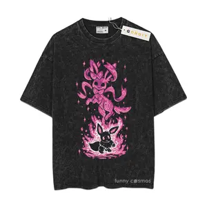 Sylveon Mineral Washed Shirt, Eevee Shirt, Pkm Shirt, Anime Shirt, GONOLY Anime Manga Vintage Oversized Shirt