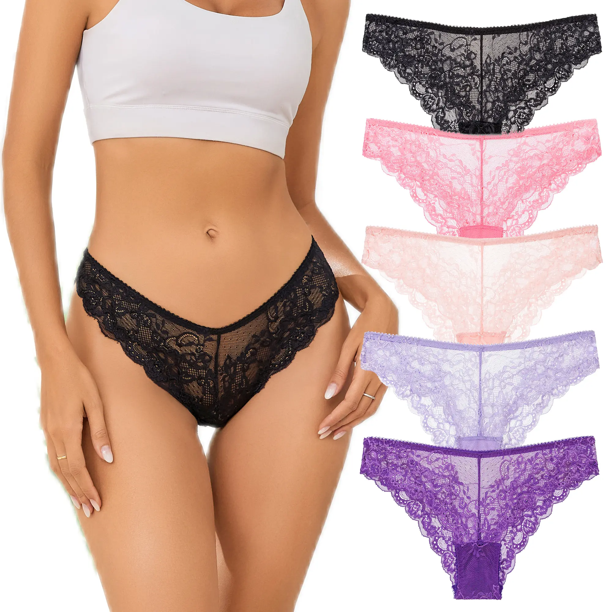 UGDUCK Women's Sexy Floral Lace Underwear, Fitted Comfort Breathable Panties, Multi-Color Hollow Out Lingerie for Women Daily Wear, Womenswear, Breathable Lace Knicker
