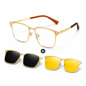 2-in-1 Magnetic Glasses – Polarized & Night Vision Lenses, Snap in a Second， Sunglasses