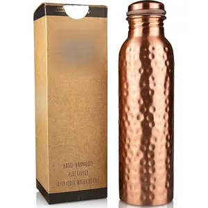 Copper Water Bottle - 34 oz Extra Large - Hammered Ayurvedic Pure Copper Container for Drinking - Drink More Water, Reduce Sugar Intake and Enjoy Health Benefits Immediately