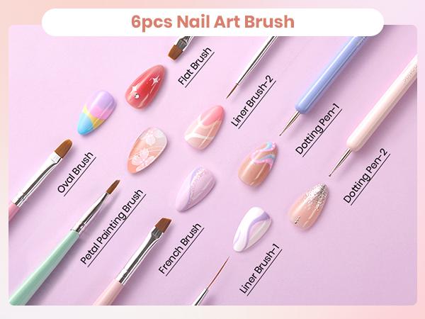 Beetles Nail Art Brushes Set Gel Polish Nail Art Design Pen Painting Tools Fingernail Brush Nail Cleaning Brush Nail Art Liner Brush and Nail Dotting Pen Salon Gift for Girls Women