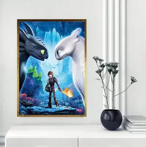 How to Train Your Dragon Poster, How to Train Your Dragon Wall Art, Toothless and Light Fury Print, Vintage Toothless Poster