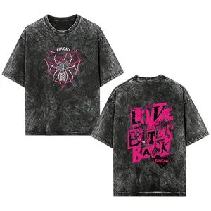 [EOVCAU]AJ Lee Men's Short-Sleeve acid wash T-Shirt，Love Bites Back Schwarz Graphic Tee，Wrestling Fan TShirt，Unisex Casual Streetwear Tee，Retro Men Summer Crew Neck Casual Cotton TShirt，Perfect For Parties & Outdoor Events,Perfect Gift For Girlfriend,Wife