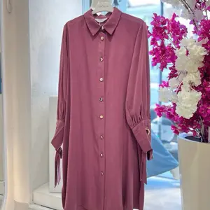 Rose Wood Two Piece Tunic with Gold Button Ups and Tied Bows on the Arms for Stylish Comfort