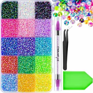 2026 New 18000Pcs 15 Color 3mm Resin Jelly Rhinestones for Crafting Bedazzling, Multicolor 3mm Flatback Gems for Crafts Clothing Clothes Tumblers Shoes Nails, Flat Back Mixed Color Bulk Bedazzler Kit Jewels with Gifted Tool, jselly resin rhinestones