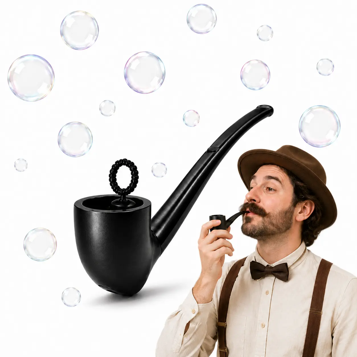 Plastic Classic Novelty Stress Relief Bubble Maker Toy - Unisex Outdoor Gag Gift for Adults & Teens, All Seasons Use, Easy to Play (Blow Gently, Dip Ring), Blow Bubbles Not Smoke, Ideal for Birthdays & Casual Surprises