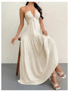 Summer Sleeveless Spaghetti Strap Dress, Back Tie Design, Chic, Elegant Summer, Perfect for Casual & Party Wear, Formal, Elegant Romantic Dress