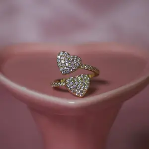 Adjustable Double Heart Ring