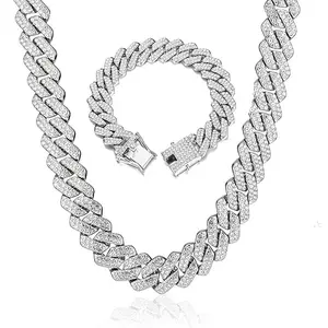 Mens Cuban Link Chain Gold Silver Plated Hip Hop Jewelry Iced Out Diamond Cut Necklace for Men Women Unisex Fashion Statement Gift