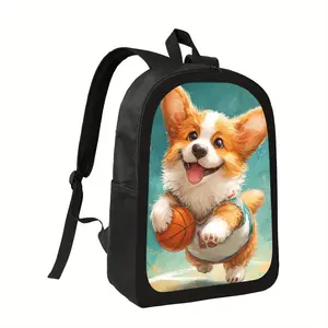 Corgi Backpack Suitable for Teens & Sports Fans - Cute Corgi Dog Print School Bag with Large Capacity, Lightweight Durable Bookbag, Zipper Closure & Chain Strap Design, Machine Washable Gift for and, Corgi-Themed School Supplies, for Teenager