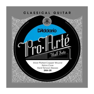 D'Addario SNH-3B Pro-Arte Silver Plated Copper on Nylon Core Classical Guitar Half Set, Hard Tension