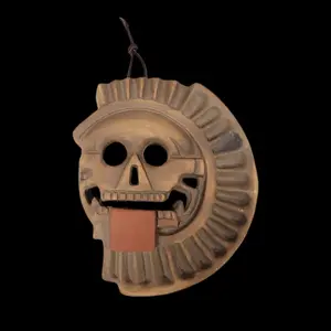 Aztec Disc of Mictlantecuhtli, Sol Muerto Azteca, Wall Decor, Housewarming, Sculpture, Handmade. Hanging Ornaments