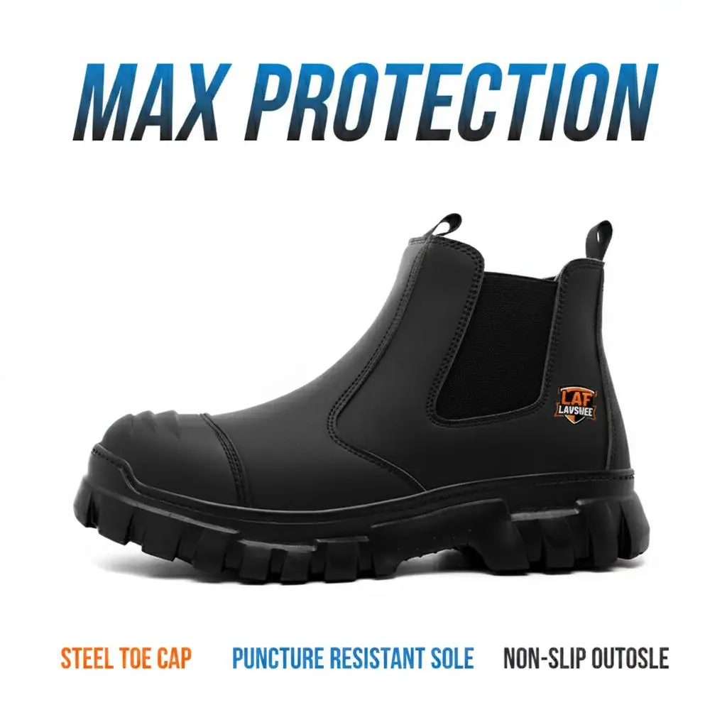 Brown Steel Toe Safety Shoes Unisex, Lightweight Anti Slip Work Shoes, Splash Resistant, Smash Proof and Puncture Proof for Long Shifts, Walking and Standing All Day