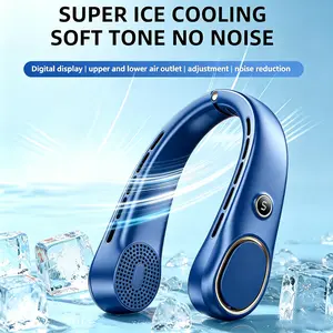 Portable neck fan, hands-free personal wearable blade free silent fan, USB rechargeable, 360 ° cooling, LED display screen, 5-speed, office carry, men's birthday gift, women's mom and dad, Father's Day, Mother's Day gift