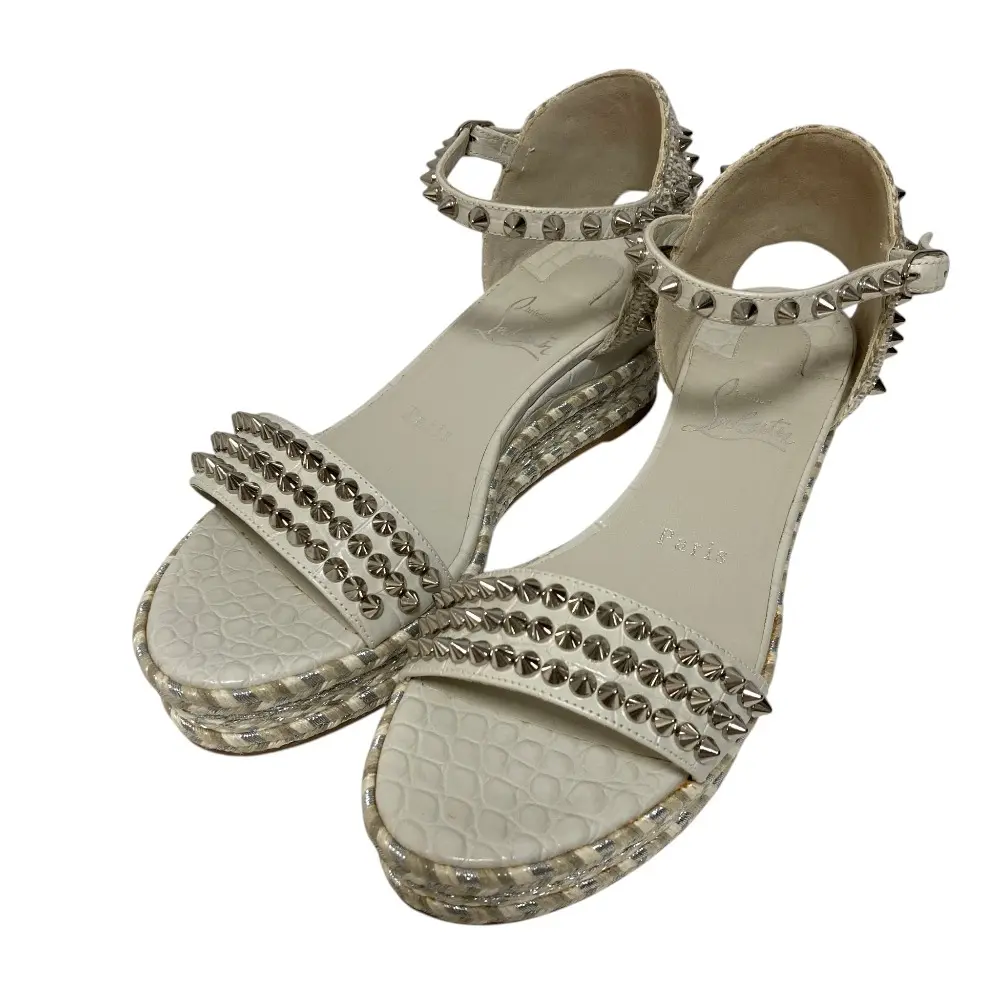 Pre-owned christian louboutin Tweed Small Leather Goods Spike Platform Sandals