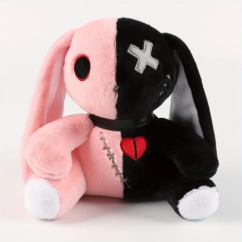 25cm/9.84in Gothic Bunny Plush Toy - Unisex Toy with Gothic Look & Spooky Vibe, Creepy Eerie Horror Doll, Halloween Gift & Birthday Gifts