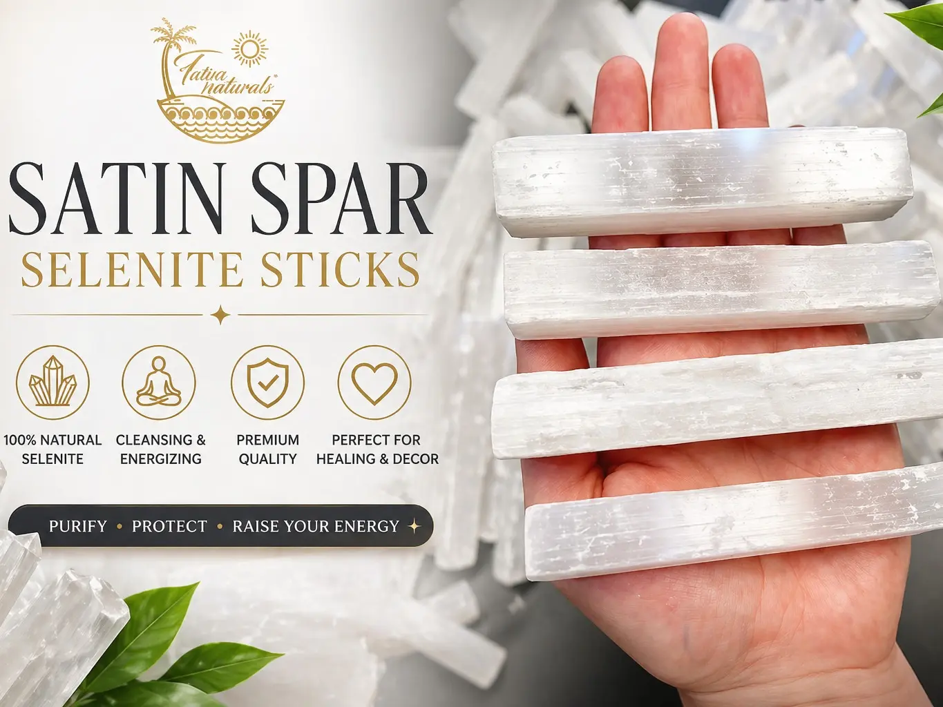 Natural Raw Selenite Wand | 4 Inches | Reiki Charged | Ethically Sourced