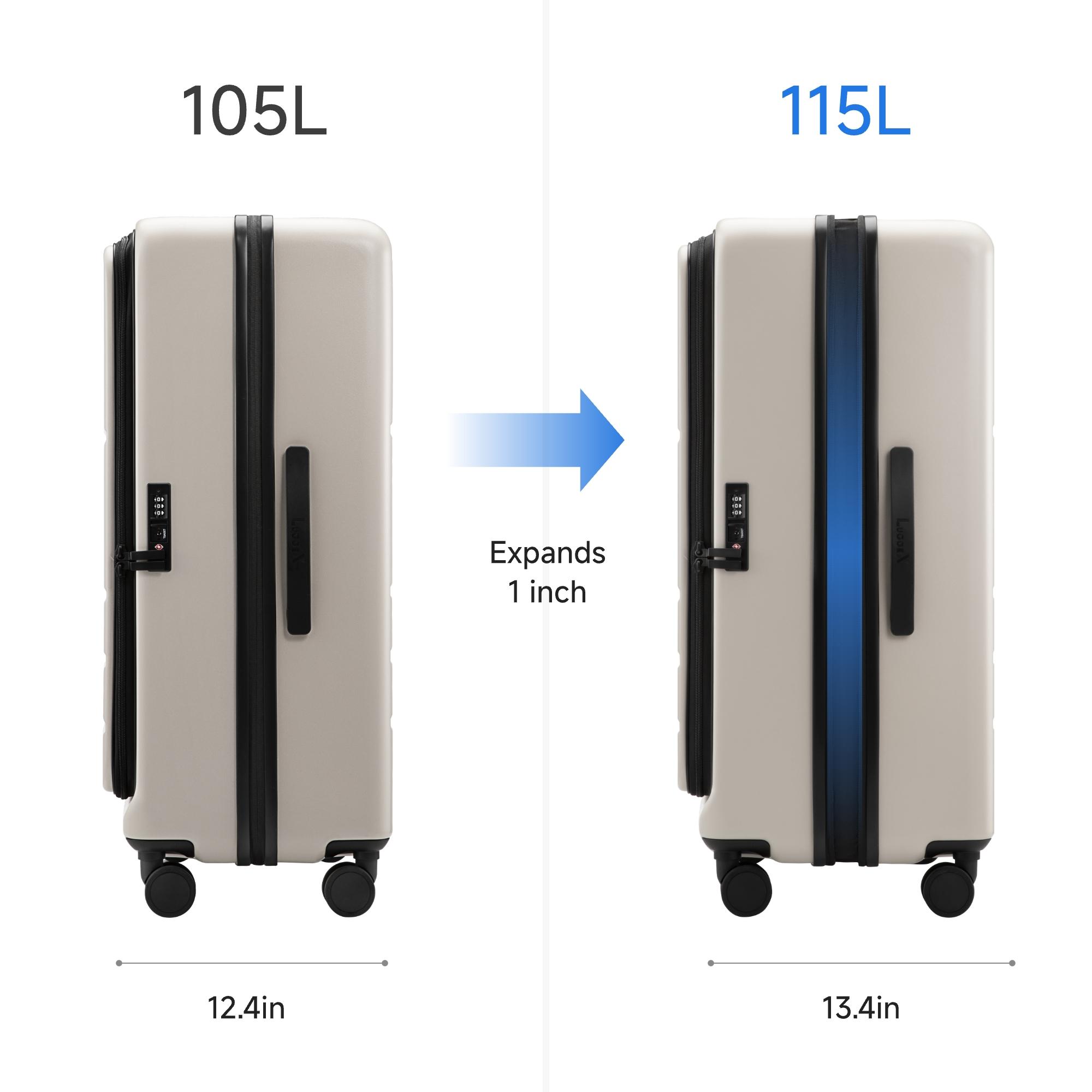 LUGGEX FLO5 24/28" Expandable Polycarbonate Hard Shell Suitcase | Lightweight, Scratch-Resistant, 360° Spinner Wheels | TSA Lock | Travel & Business Essential