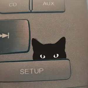 1SET Peeking Black Cat Playful & Cute Sticker, Car Decals, Suitable for Car Center Console/Window/Keyboard, Cute Car Accessories, Pure Black Silhouette + Peeking Cat Element Design, Inject a Cute & Playful Healing Vibe into Your Items