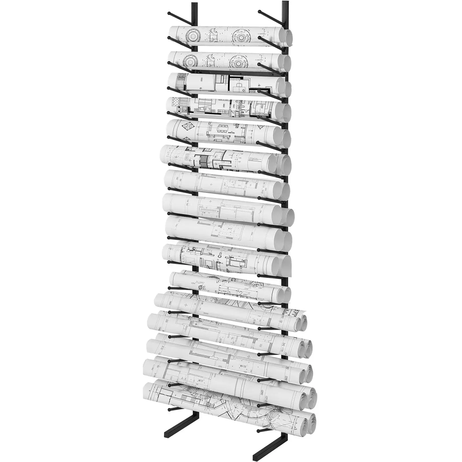 16-Tier Vertical Blueprint Storage Rack – Mobile Roll File Cart with Wheels | Blueprint Cabinet, Poster Display Rack & Roll Files Organizer for Office & Home, Construction Plan Holders