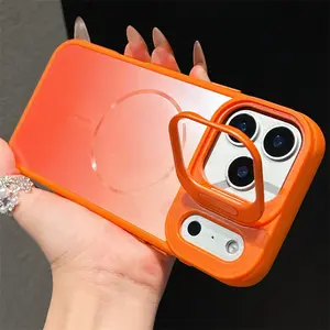 Gradient Color Thin-Ring Magnetic Phone Case with Camera Stand - Compatible with iP17/17 Air/16/15/14/13 Series, Shockproof Full Coverage, MagSafe Compatible, Slim Fit Design